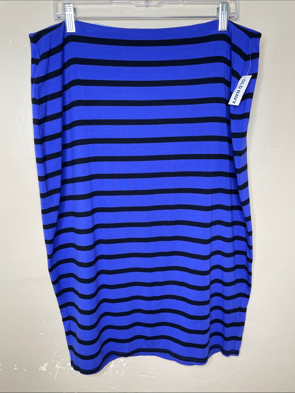 OLD NAVY Blue & Black Striped JUPE Soft Stretchy Jersey Knit Casual Skirt NWT XL